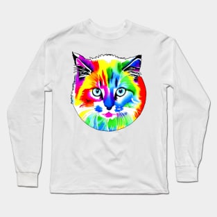 Colorful Rainbow Cats Digital Portrait (MD23Ar008) Long Sleeve T-Shirt